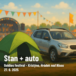 Stan + auto ke GOLDIES Festivalu 27. 6. 2025