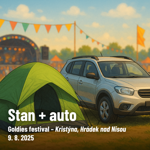 Stan + auto ke GOLDIES Festivalu 9. 8. 2025